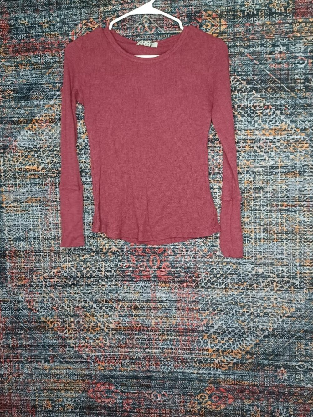 Orvis womens heathered red crewneck thermal shirt S EUC